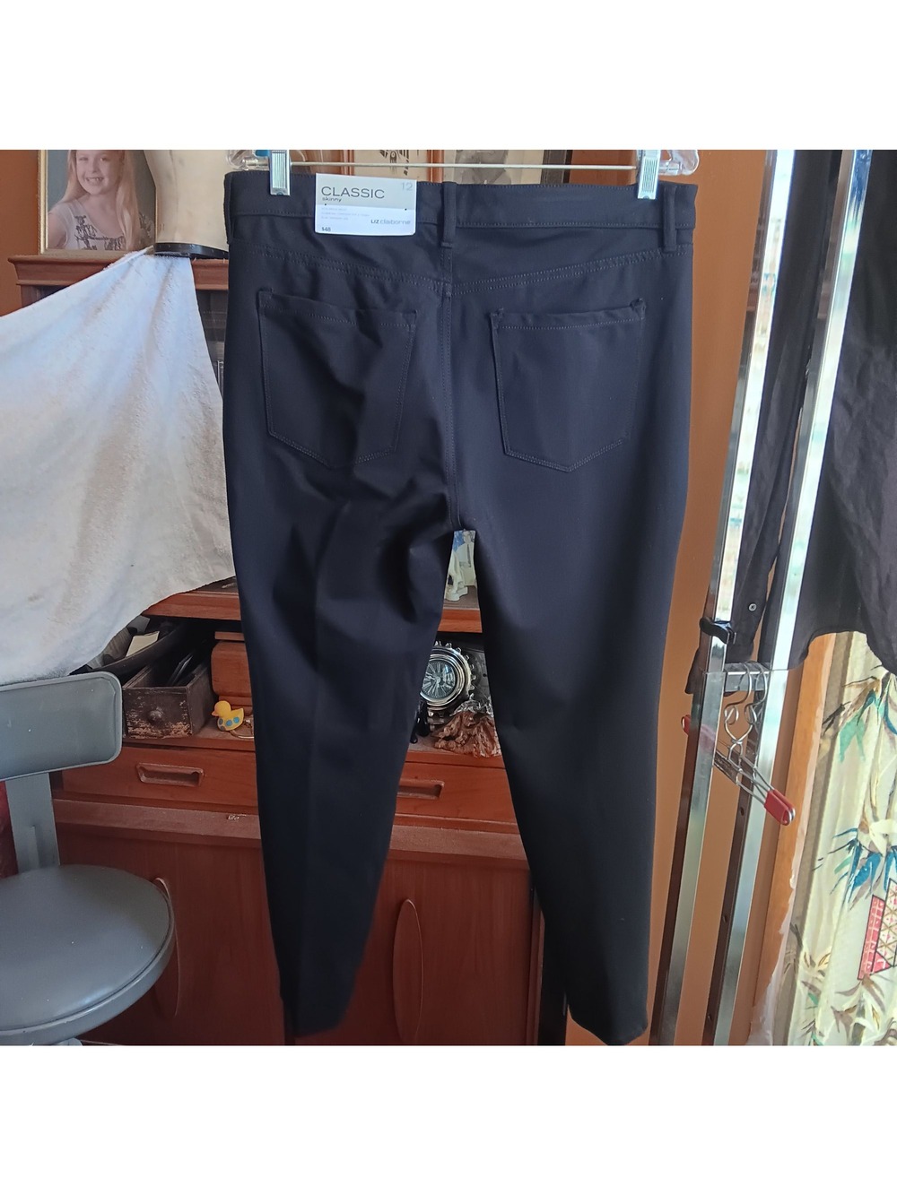 Skinny Black Pants Size 12 Stretch Liz Claiborne Classic $48 New With Tags